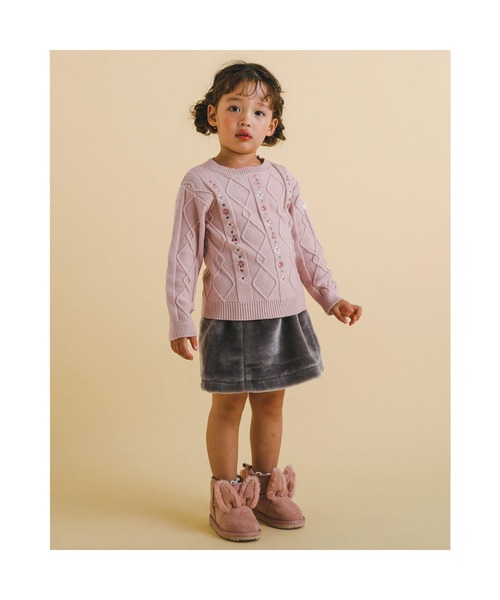 SLAP SLIP(スラップスリップ)の「SLAPSLIP/もこもこボア無地ヒョウ柄台形スカート(90~130cm)(デニムスカート・キッズ・グレー/ホワイト系その他・90/100/110/120/130)」の20枚目の写真