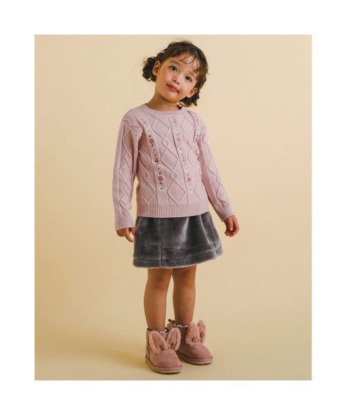 SLAP SLIP(スラップスリップ)の「SLAPSLIP/もこもこボア無地ヒョウ柄台形スカート(90~130cm)(デニムスカート・キッズ・グレー/ホワイト系その他・90/100/110/120/130)」の22枚目の写真