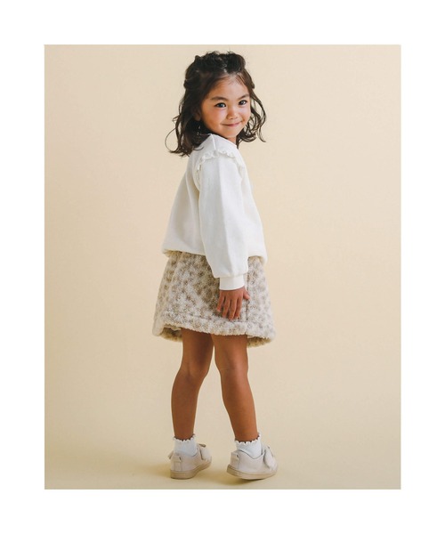 SLAP SLIP(スラップスリップ)の「SLAPSLIP/もこもこボア無地ヒョウ柄台形スカート(90~130cm)(デニムスカート・キッズ・グレー/ホワイト系その他・90/100/110/120/130)」の19枚目の写真