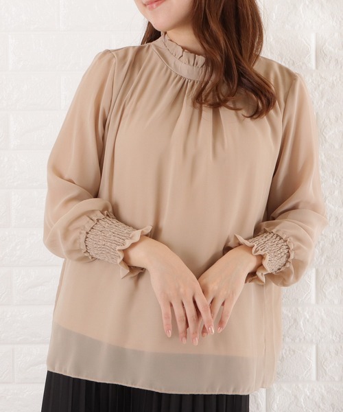 Lace Ladies（レースレディース）の「フリルネックシフォンブラウス（シャツ/ブラウス・レディース・ブラック/ホワイト/ベージュ/グレー/ネイビー・S/M/XL/L）」の4枚目の写真
