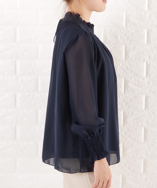 Lace Ladies（レースレディース）の「フリルネックシフォンブラウス（シャツ/ブラウス・レディース・ブラック/ホワイト/ベージュ/グレー/ネイビー・S/M/XL/L）」の10枚目の写真