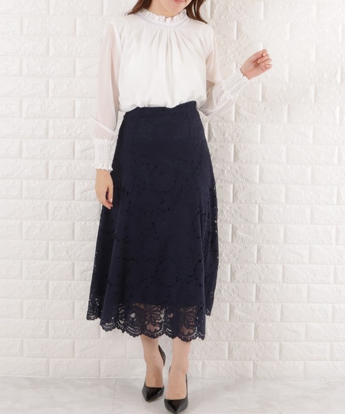 Lace Ladies（レースレディース）の「フリルネックシフォンブラウス（シャツ/ブラウス・レディース・ブラック/ホワイト/ベージュ/グレー/ネイビー・S/M/XL/L）」の16枚目の写真