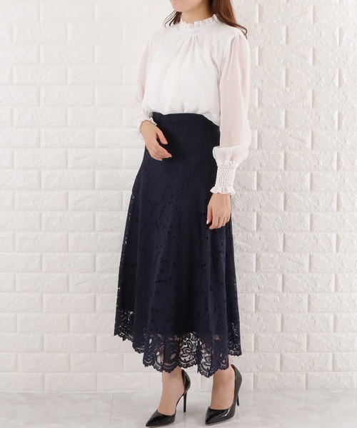 Lace Ladies（レースレディース）の「フリルネックシフォンブラウス（シャツ/ブラウス・レディース・ブラック/ホワイト/ベージュ/グレー/ネイビー・S/M/XL/L）」の17枚目の写真