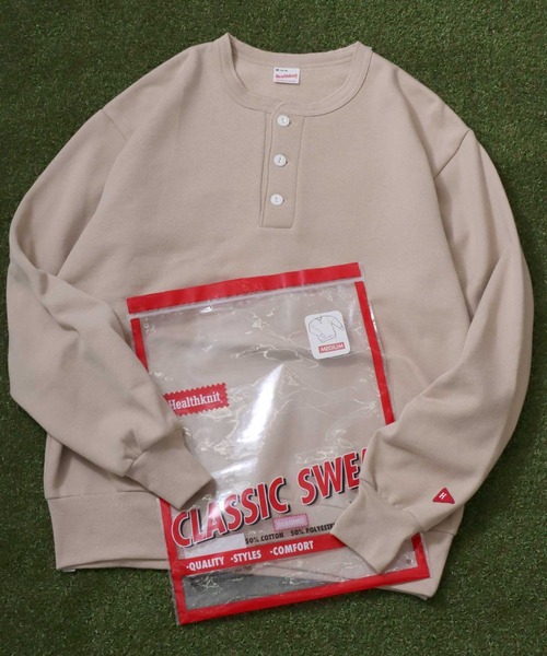Healthknit(ヘルスニット)の「Healthknit(ヘルスニット)クラシック ヘンリーネック裏起毛スウェットトップス メンズ レディース/トレーナー無地トップス(スウェット・メンズ・ブラウン/レッド/ベージュ/パープル/スミクロ/アッシュグレー/グリーン/ブルー/マスタード/マルーン/サンドベージュ/ネイビー・L/XL/M)」の6枚目の写真