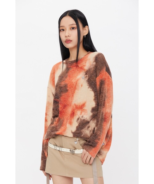 TARGETTO(ターゲット)の「【TARGETTO 】タイダイニットティーシャツ / TIE DYE KNIT TEE SHIRT(Tシャツ/カットソー・レディース・オレンジ/マルチ・FREE)」の5枚目の写真