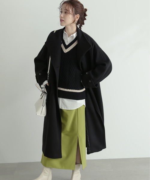 N.(N. Natural Beauty Basic)(エヌエヌナチュラルビューティーベーシック)の「【S Size Line】◆テックメルトンスタンドネックロングコート(その他アウター・レディース・ブラック/オフホワイト/グレー・SMALL/MEDIUM)」の7枚目の写真