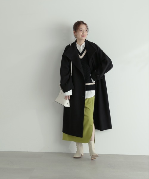 N.(N. Natural Beauty Basic)(エヌエヌナチュラルビューティーベーシック)の「【S Size Line】◆テックメルトンスタンドネックロングコート(その他アウター・レディース・ブラック/オフホワイト/グレー・SMALL/MEDIUM)」の8枚目の写真