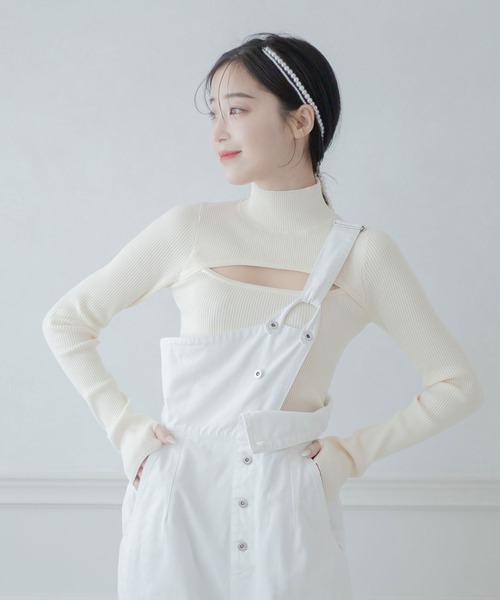 qumerry.（キュメリ）の「リブハイネックデザインプルオーバー（ニット/セーター・レディース・グレー系その他/アイボリー/ブラック・SMALL/MEDIUM）」の4枚目の写真