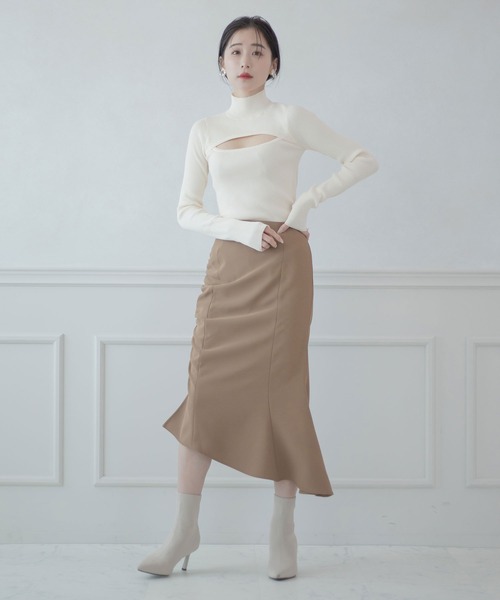 qumerry.（キュメリ）の「リブハイネックデザインプルオーバー（ニット/セーター・レディース・グレー系その他/アイボリー/ブラック・SMALL/MEDIUM）」の7枚目の写真
