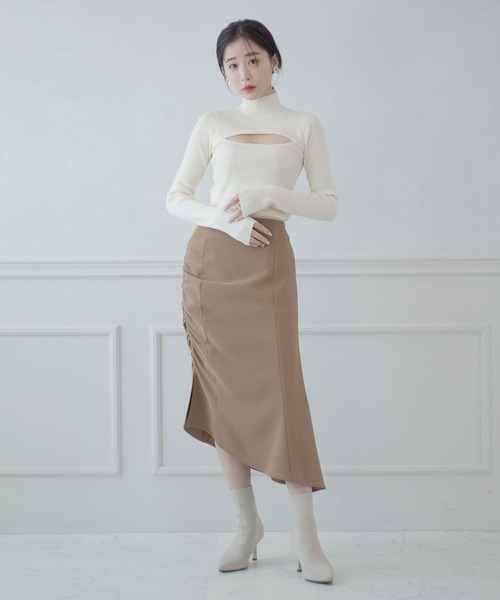 qumerry.（キュメリ）の「リブハイネックデザインプルオーバー（ニット/セーター・レディース・グレー系その他/アイボリー/ブラック・SMALL/MEDIUM）」の8枚目の写真