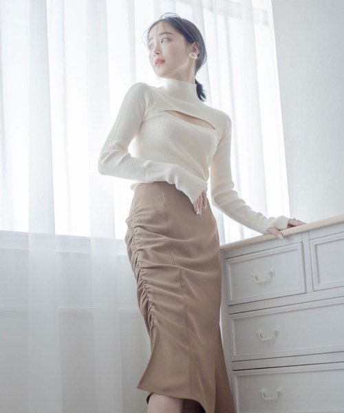 qumerry.（キュメリ）の「リブハイネックデザインプルオーバー（ニット/セーター・レディース・グレー系その他/アイボリー/ブラック・SMALL/MEDIUM）」の11枚目の写真