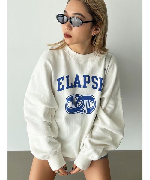EMODA(エモダ)の「マークロゴオーバートップ(Tシャツ/カットソー・レディース・ピンク/ホワイト/ブラック/ブルー/グレー・FREE)」の2枚目の写真