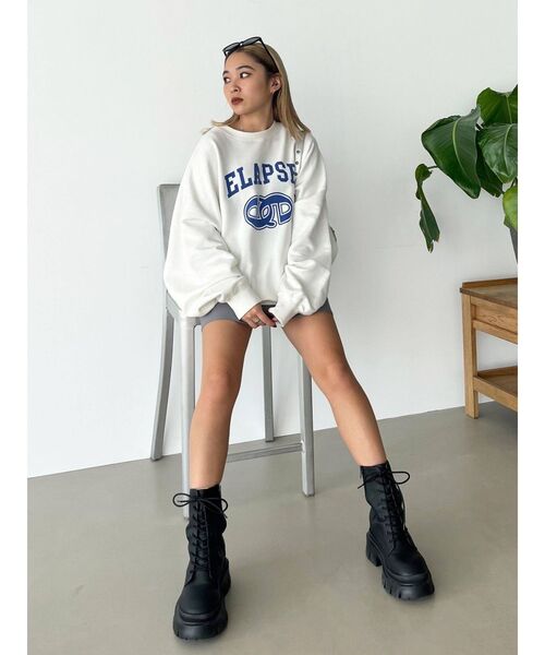EMODA(エモダ)の「マークロゴオーバートップ(Tシャツ/カットソー・レディース・ピンク/ホワイト/ブラック/ブルー/グレー・FREE)」の11枚目の写真