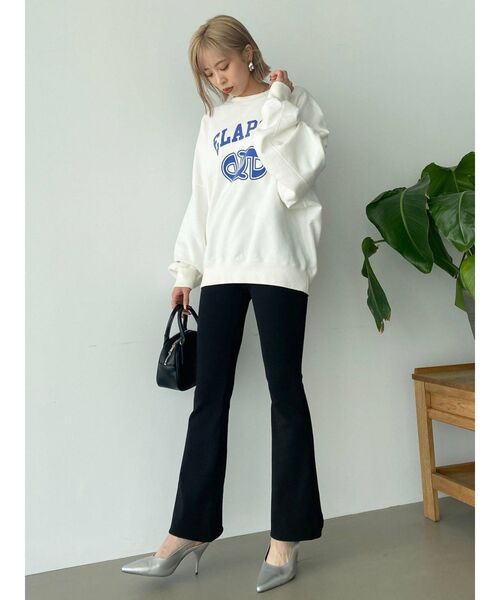 EMODA(エモダ)の「マークロゴオーバートップ(Tシャツ/カットソー・レディース・ピンク/ホワイト/ブラック/ブルー/グレー・FREE)」の12枚目の写真