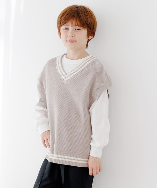 GLOBAL WORK（グローバルワーク）の「ラインニットベストセットプルオーバー/124975（その他トップス・キッズ・ブラック/グレー系その他2・150cm/110cm/130cm/140cm/160cm/100cm/120cm）」の2枚目の写真