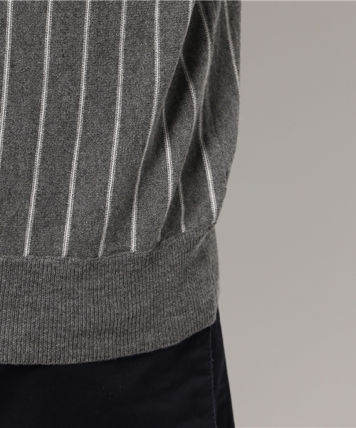 Lui's（ルイス）の「Lui's(ルイス) ストライプニットポロシャツ（ポロシャツ・メンズ・ホワイト/グレー・SMALL/MEDIUM）」の8枚目の写真