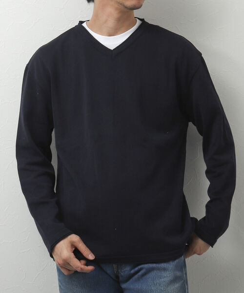 NOLLEY'S goodman(ノーリーズグッドマン)の「SIX FUNCTIONS 半袖Tシャツ付き プレーティング Vネックプルオーバーニット(ニット/セーター・メンズ・ロイヤルブルー/ベージュ/イエロー/グリーン/ネイビー/ベビーピンク・L/M/S)」の4枚目の写真