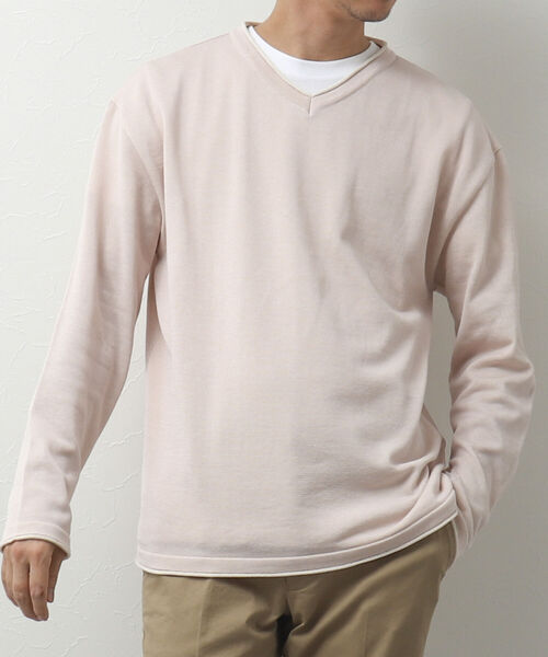 NOLLEY'S goodman(ノーリーズグッドマン)の「SIX FUNCTIONS 半袖Tシャツ付き プレーティング Vネックプルオーバーニット(ニット/セーター・メンズ・ロイヤルブルー/ベージュ/イエロー/グリーン/ネイビー/ベビーピンク・L/M/S)」の6枚目の写真