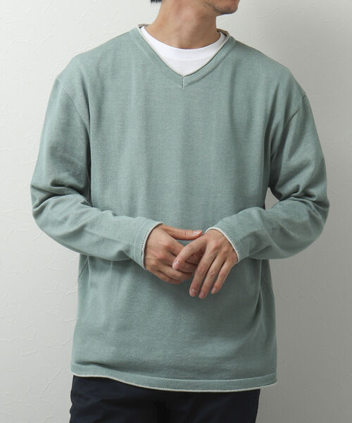 NOLLEY'S goodman(ノーリーズグッドマン)の「SIX FUNCTIONS 半袖Tシャツ付き プレーティング Vネックプルオーバーニット(ニット/セーター・メンズ・ロイヤルブルー/ベージュ/イエロー/グリーン/ネイビー/ベビーピンク・L/M/S)」の3枚目の写真