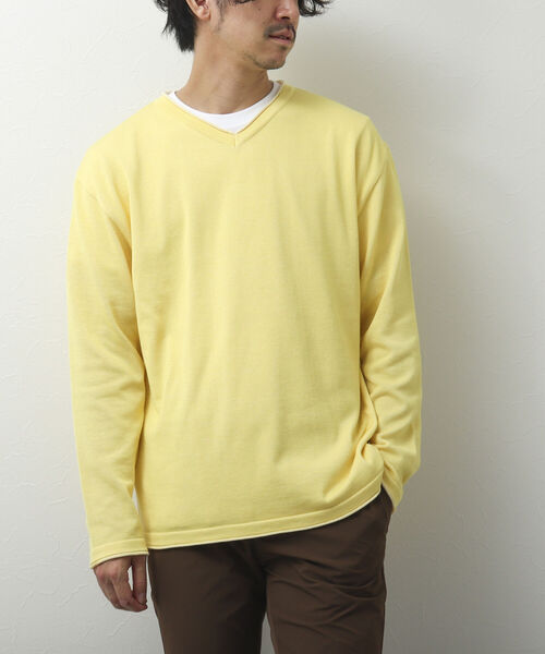 NOLLEY'S goodman(ノーリーズグッドマン)の「SIX FUNCTIONS 半袖Tシャツ付き プレーティング Vネックプルオーバーニット(ニット/セーター・メンズ・ロイヤルブルー/ベージュ/イエロー/グリーン/ネイビー/ベビーピンク・L/M/S)」の7枚目の写真