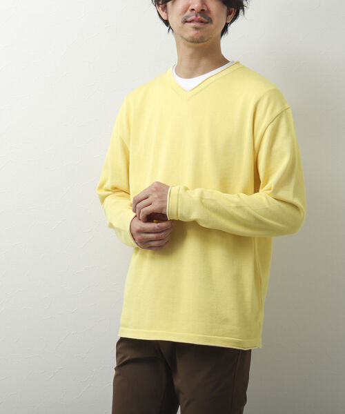 NOLLEY'S goodman(ノーリーズグッドマン)の「SIX FUNCTIONS 半袖Tシャツ付き プレーティング Vネックプルオーバーニット(ニット/セーター・メンズ・ロイヤルブルー/ベージュ/イエロー/グリーン/ネイビー/ベビーピンク・L/M/S)」の8枚目の写真