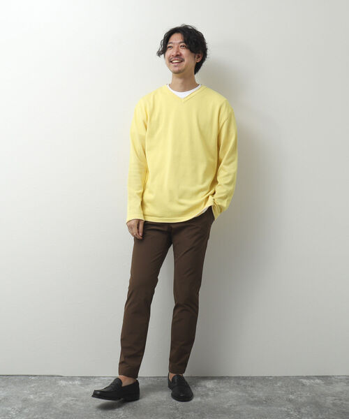 NOLLEY'S goodman(ノーリーズグッドマン)の「SIX FUNCTIONS 半袖Tシャツ付き プレーティング Vネックプルオーバーニット(ニット/セーター・メンズ・ロイヤルブルー/ベージュ/イエロー/グリーン/ネイビー/ベビーピンク・L/M/S)」の12枚目の写真