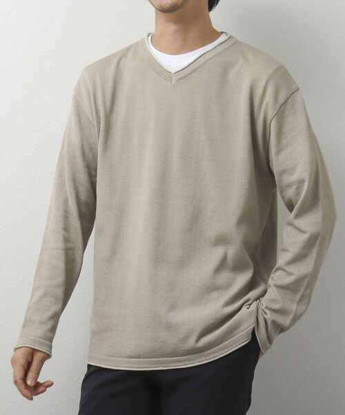 NOLLEY'S goodman(ノーリーズグッドマン)の「SIX FUNCTIONS 半袖Tシャツ付き プレーティング Vネックプルオーバーニット(ニット/セーター・メンズ・ロイヤルブルー/ベージュ/イエロー/グリーン/ネイビー/ベビーピンク・L/M/S)」の14枚目の写真