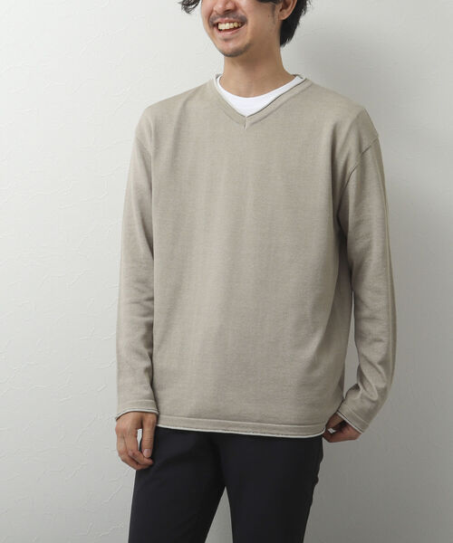 NOLLEY'S goodman(ノーリーズグッドマン)の「SIX FUNCTIONS 半袖Tシャツ付き プレーティング Vネックプルオーバーニット(ニット/セーター・メンズ・ロイヤルブルー/ベージュ/イエロー/グリーン/ネイビー/ベビーピンク・L/M/S)」の15枚目の写真