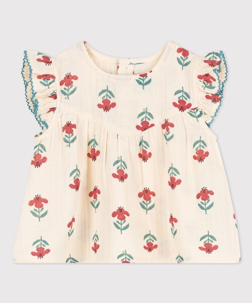 PETIT BATEAU(プチバトー)の「ダブルガーゼフリル袖ブラウス(シャツ/ブラウス・キッズ・ホワイト・18MONTH/12MONTH/24MONTH/36MONTH)」の7枚目の写真
