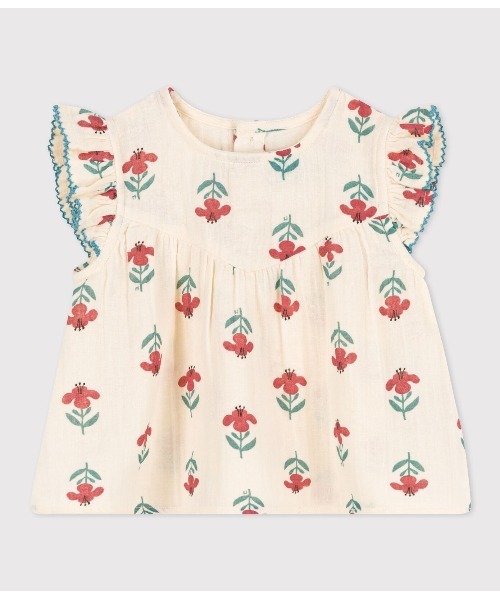 PETIT BATEAU(プチバトー)の「ダブルガーゼフリル袖ブラウス(シャツ/ブラウス・キッズ・ホワイト・18MONTH/12MONTH/24MONTH/36MONTH)」の5枚目の写真