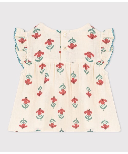 PETIT BATEAU(プチバトー)の「ダブルガーゼフリル袖ブラウス(シャツ/ブラウス・キッズ・ホワイト・18MONTH/12MONTH/24MONTH/36MONTH)」の4枚目の写真