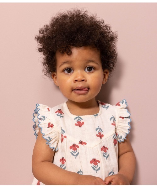 PETIT BATEAU(プチバトー)の「ダブルガーゼフリル袖ブラウス(シャツ/ブラウス・キッズ・ホワイト・18MONTH/12MONTH/24MONTH/36MONTH)」の3枚目の写真