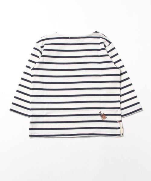 kladskap(クレードスコープ)の「昆虫刺しゅうボーダー長袖Tシャツ(Tシャツ/カットソー・キッズ・ライトグリーン/オフホワイト・80cm/90cm/110cm/100cm/120cm/130cm)」の3枚目の写真