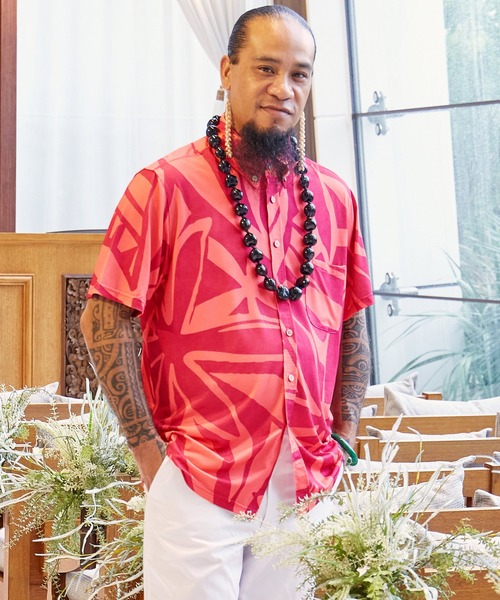 Maunaloa(マウナロア)の「【Maunaloa】Ocean Blue Bird ティアレタパMEN'Sシャツ(シャツ/ブラウス・メンズ・パープル/グリーン/ライトブルー/オレンジ/ブラック・L/M)」の5枚目の写真
