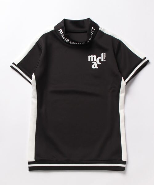 marie claire(マリ・クレール)の「marie claire GOLF/マリクレール ゴルフ ゴルフウェア UVカット ストレッチ モックネック 半袖 シャツ(Tシャツ/カットソー・レディース・ブラック/ライトグレー/イエロー/ブルー・L/M/S/LL)」の1枚目の写真