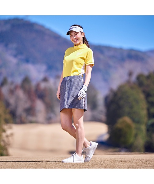 marie claire(マリ・クレール)の「marie claire GOLF/マリクレール ゴルフ ゴルフウェア UVカット ストレッチ モックネック 半袖 シャツ(Tシャツ/カットソー・レディース・ブラック/ライトグレー/イエロー/ブルー・L/M/S/LL)」の6枚目の写真