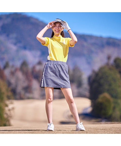marie claire(マリ・クレール)の「marie claire GOLF/マリクレール ゴルフ ゴルフウェア UVカット ストレッチ モックネック 半袖 シャツ(Tシャツ/カットソー・レディース・ブラック/ライトグレー/イエロー/ブルー・L/M/S/LL)」の7枚目の写真