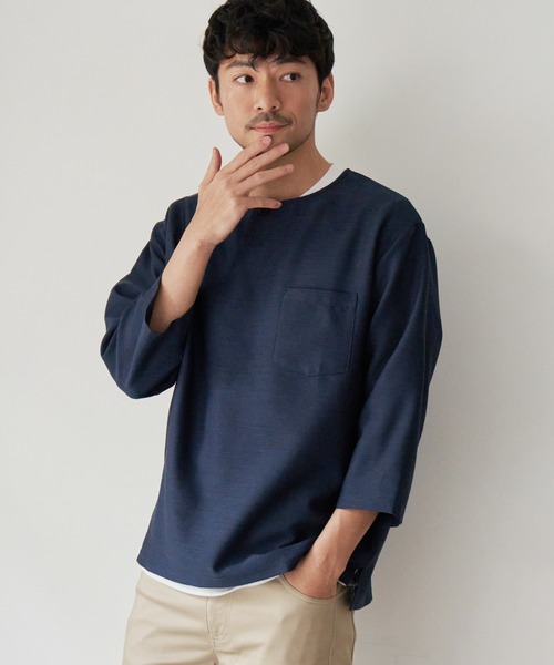 ikka（イッカ）の「【吸水速乾】7分袖イージーケアシャツTインナーセット（シャツ/ブラウス・メンズ・ベージュ/ネイビー/オリーブ/スモークグレー・S/M/L/XL）」の19枚目の写真