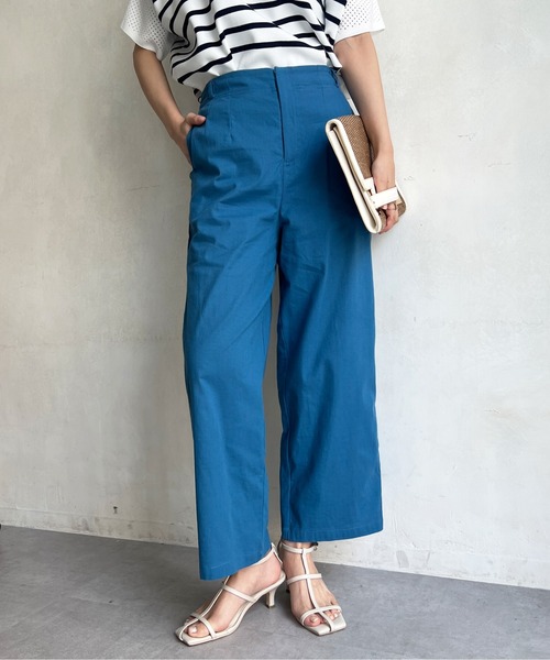 Chez toi(シェトワ)の「リネンストレッチストレートパンツ(その他パンツ・レディース・ブラック/オフホワイト/ブルー・FREE)」の4枚目の写真