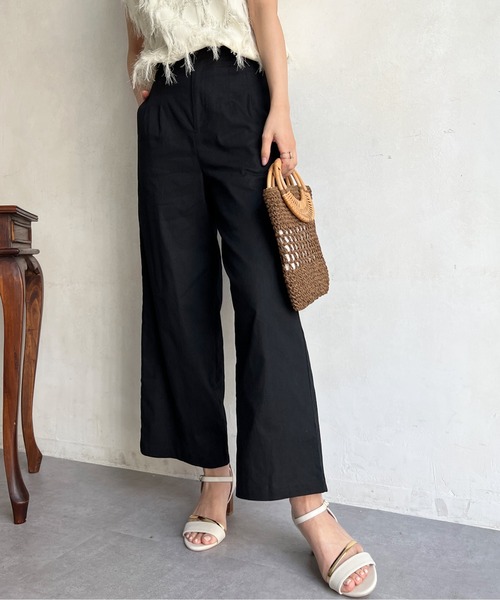 Chez toi(シェトワ)の「リネンストレッチストレートパンツ(その他パンツ・レディース・ブラック/オフホワイト/ブルー・FREE)」の16枚目の写真
