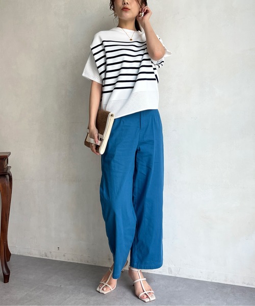 Chez toi(シェトワ)の「リネンストレッチストレートパンツ(その他パンツ・レディース・ブラック/オフホワイト/ブルー・FREE)」の13枚目の写真