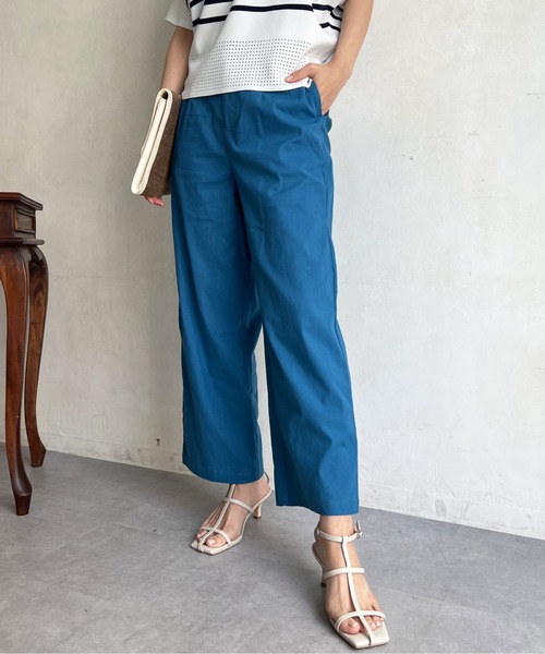 Chez toi(シェトワ)の「リネンストレッチストレートパンツ(その他パンツ・レディース・ブラック/オフホワイト/ブルー・FREE)」の5枚目の写真