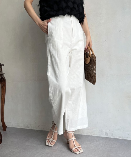 Chez toi(シェトワ)の「リネンストレッチストレートパンツ(その他パンツ・レディース・ブラック/オフホワイト/ブルー・FREE)」の14枚目の写真