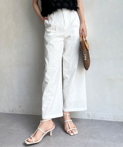 Chez toi(シェトワ)の「リネンストレッチストレートパンツ(その他パンツ・レディース・ブラック/オフホワイト/ブルー・FREE)」の8枚目の写真