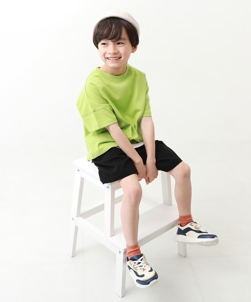 devirock（デビロック）の「よくばりストレッチ ツイル ハーフパンツ（その他パンツ・キッズ・ブラック/グレー系その他/ダークグリーン/ライトカーキ/パープル系その他/テラコッタ/ダークベージュ/チャコール/グリーン系6/ブルー系その他3/ピンクベージュ/パープル系その他2/ブルー系その他2/レッド系/グリーン系1・80ｃｍ/90cm/100cm/120cm/130cm/140cm/150cm/160cm/110cm）」の21枚目の写真