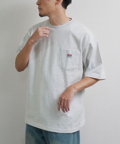 BEN DAVIS（ベンデイビス）の「【別注】【BEN DAVIS】 ピスネーム ポケット 半袖Tシャツ（Tシャツ/カットソー・メンズ・ホワイト/グリーン/アクア/イエロー/ブラック/オートミール/ブルー/チャコール/グリーン系/パープル/ネイビー/ミックスグレー/オレンジ/マスタード/グリーン系その他2/ホワイト系/ワイン/ブラウン/ネイビー系・MEDIUM/LARGE/SMALL/X-LARGE）」の3枚目の写真