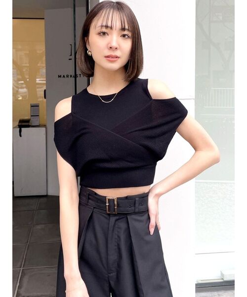 GYDA（ジェイダ）の「リブカシュクールニットTOPS（ニット/セーター・レディース・ブラック/オフホワイト・FREE）」の22枚目の写真