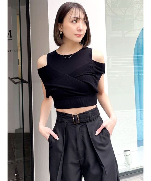 GYDA（ジェイダ）の「リブカシュクールニットTOPS（ニット/セーター・レディース・ブラック/オフホワイト・FREE）」の21枚目の写真