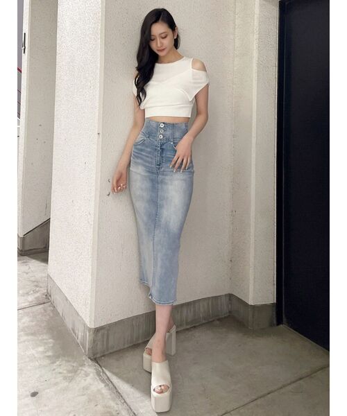 GYDA（ジェイダ）の「リブカシュクールニットTOPS（ニット/セーター・レディース・ブラック/オフホワイト・FREE）」の13枚目の写真