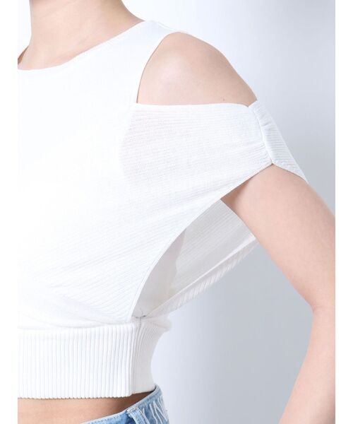 GYDA（ジェイダ）の「リブカシュクールニットTOPS（ニット/セーター・レディース・ブラック/オフホワイト・FREE）」の7枚目の写真